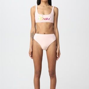 Fendi 80s Logo Pink Reversible High Waist Bikini